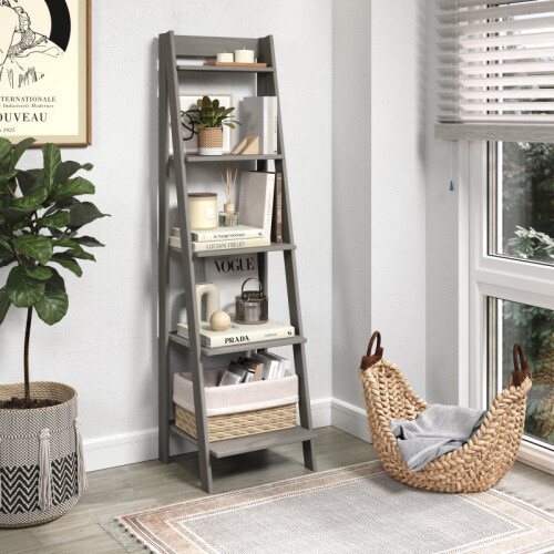 Mercers Furniture Corona Grey Wax Ladder Bookcase 1