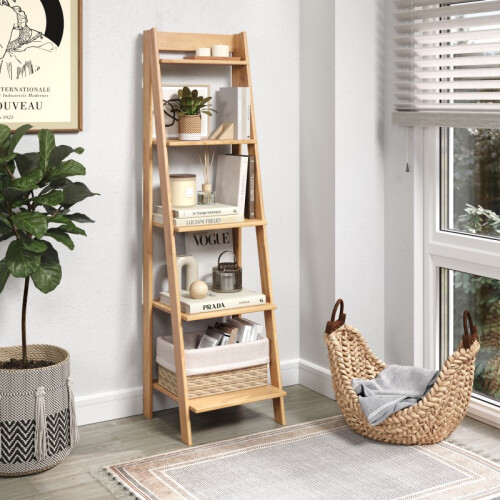 Mercers Furniture Corona Ladder Bookcase Leaning Shelving Solid Wood Pine 1
