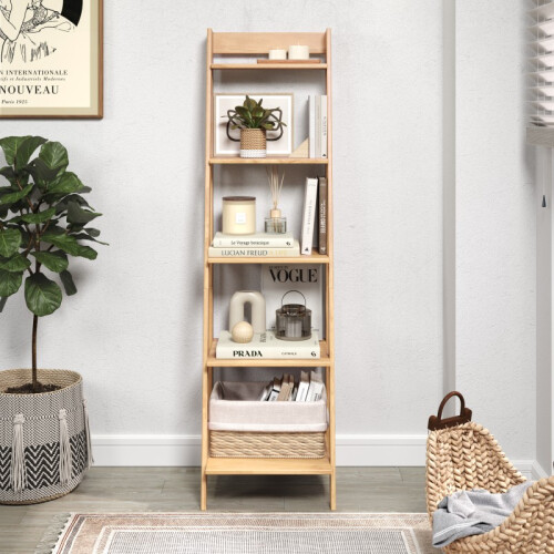 Mercers Furniture Corona Ladder Bookcase Leaning Shelving Solid Wood Pine 2