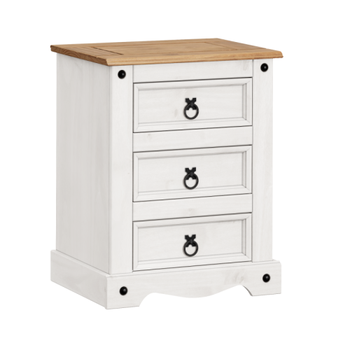 Mercers Furniture Corona White Large 3 Drawer Bedside 1
