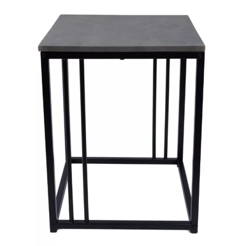 Set of 2 Grey Marble Effect Nesting Tables - Metal Frame Coffee Side Tables 1