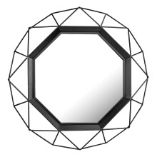 Stonebriar Decorative Black 28.3" Geometric Metal Wire Frame Hanging Wall Mirror with Mounting Brackets, Modern Decor for the Living Room, Bedroom, Ba