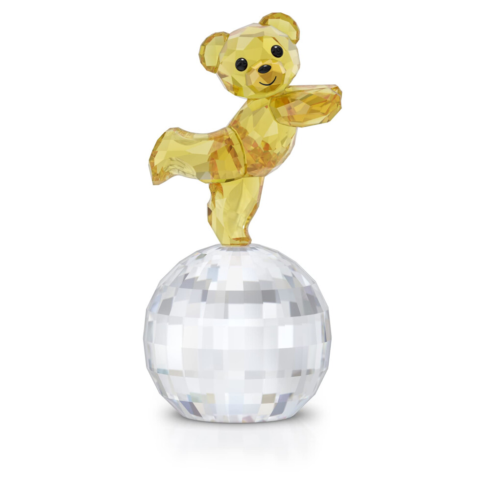 SWAROVSKI Kris Bear Ready to Disco Figurine  Bright Yellow Crystal  Part of The Kris Bear Collection