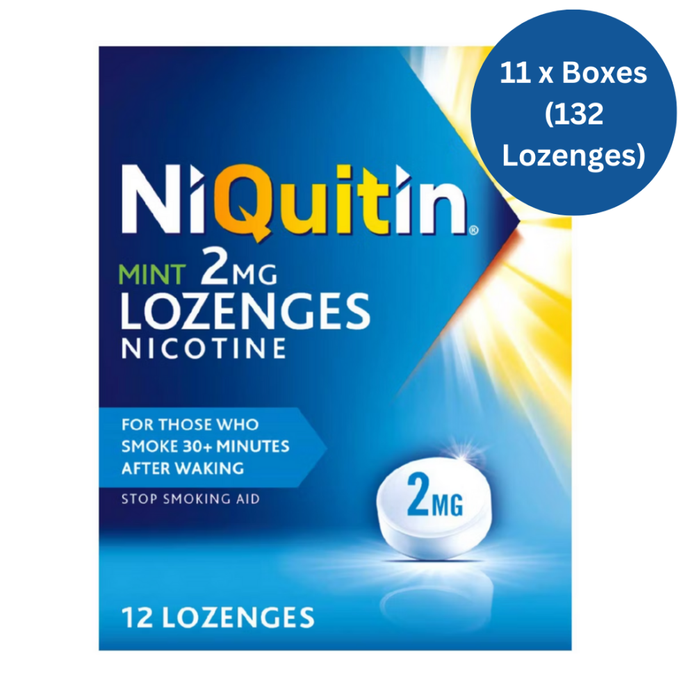 NiQuitin 2mg Mint Lozenges, 11x 12 Packs (132 Lozenges) Stop Smoking Aid APRIL25