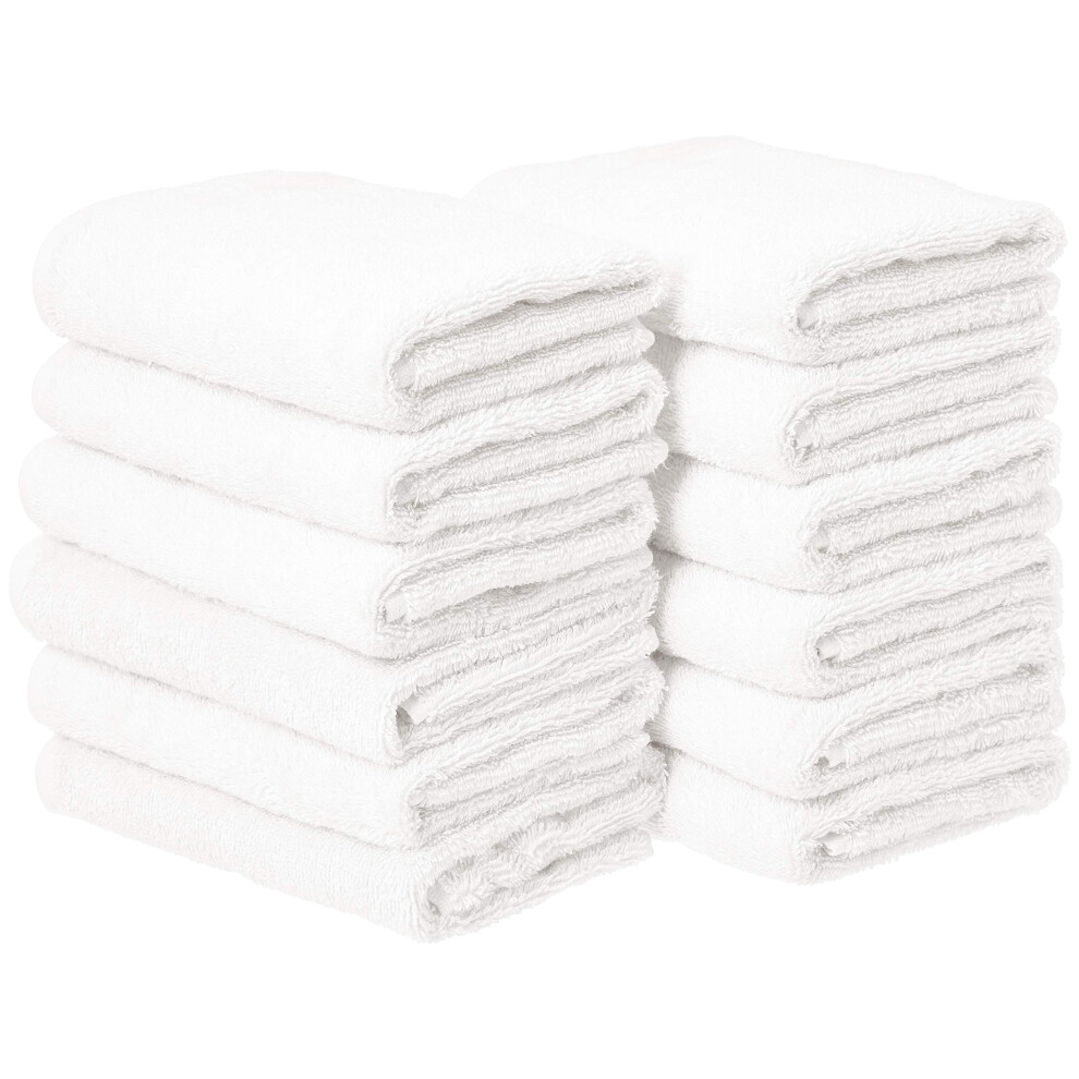 Amazon Basics 100 Cotton hand towels for bathroom  12 Pack white towel 16 x 26 inches