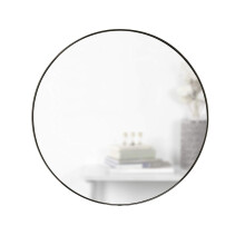 Umbra Hubba Round Wall Mirror with Metallic Frame Modern Style for Bathroom Entryway Living Room and More 34Inch Titanium