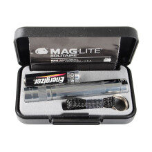 (Grey) Maglite Solitaire Torch 1 X Aaa. Gift Boxed with Battery. Spare Bulb Included