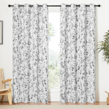 KGORGE Blackout Curtains for Living Room Vintage Watercolor Pattern White and Gray Curtains for Kids Bedroom Dining Home Offic