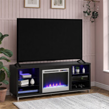 Ameriwood Home Lumina Fireplace TV Stand for TVs up to 70 Inch Replaceable Electric Fireplace Insert Heater Remote Control Ti