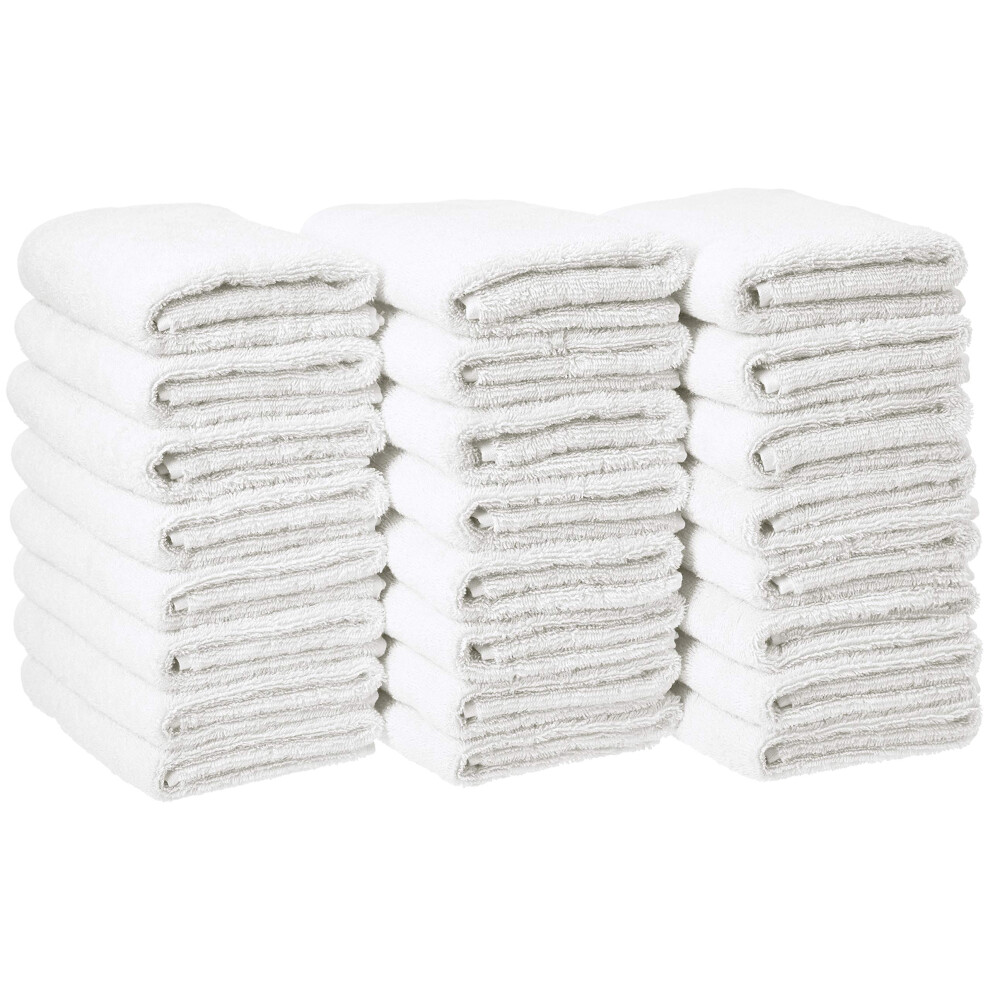 Amazon Basics 100 Cotton hand towel for bathroom  24 Pack white towels 16 x 26 inches