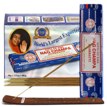 Bβtons d'encens Nag Champa 40 g x 12 et porte-bβtons d'encens Insence Insense Satya Encens