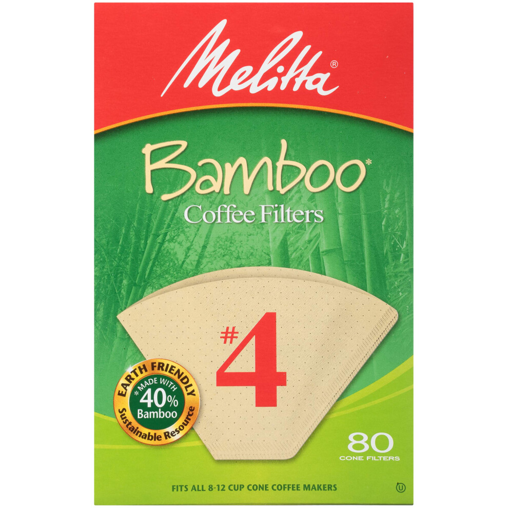 Melitta 4 Cone Coffee Filters  Bamboo  80 Count Pack of 6 480 Total Filters Count  Packaging May Vary