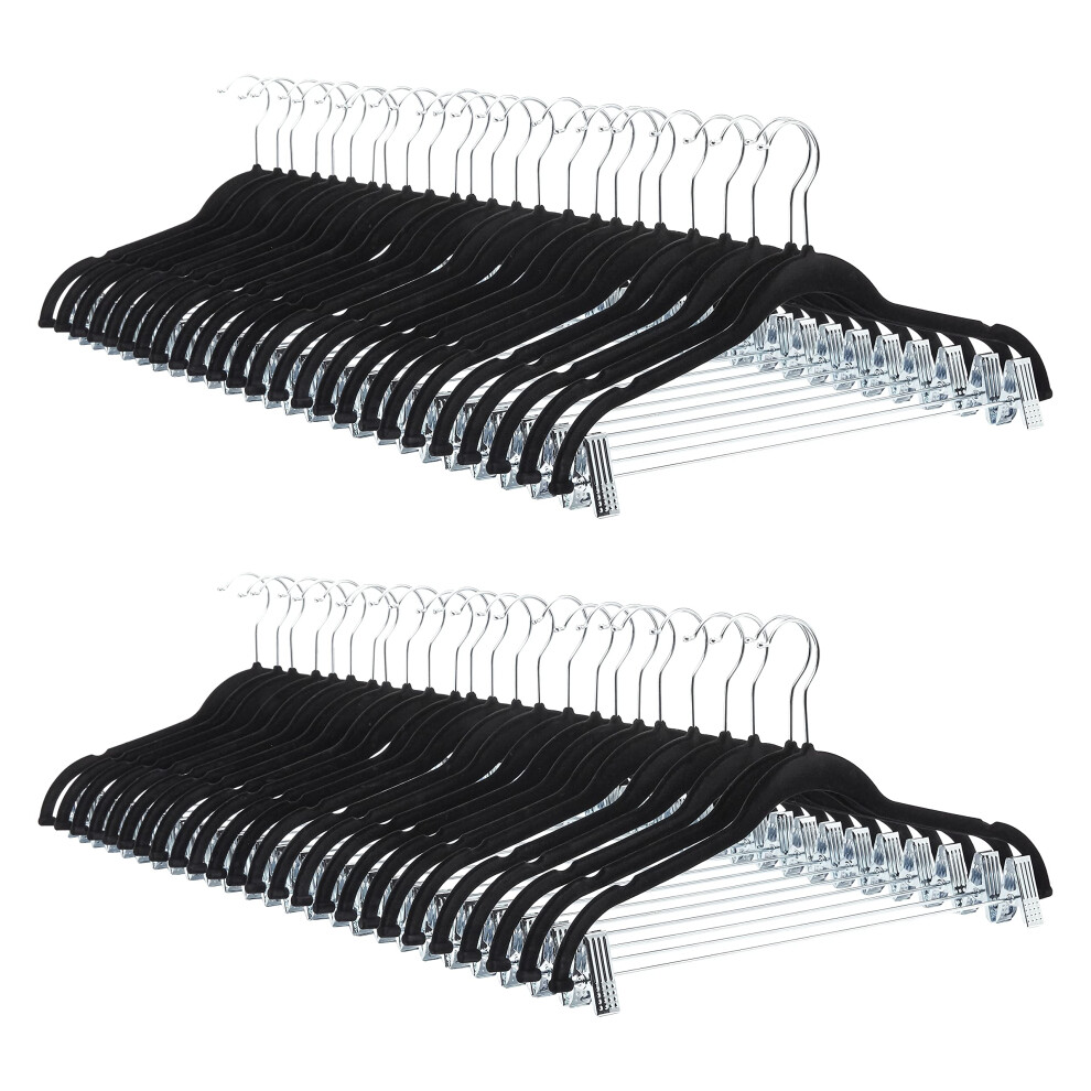 Amazon Basics Velvet  NonSlip Skirt Clothes Hangers with Clips  Pack of 50  BlackSilver