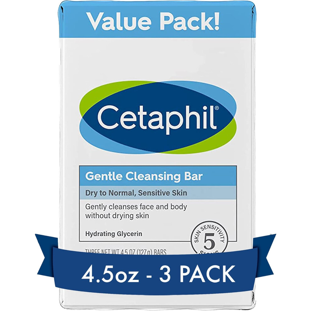 Cetaphil Gentle Cleansing Bar- 4.5Oz Bar (Pack of 3)