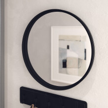 HBCY Creations Black Round Wall Mirror - 24 Inch Large Round Mirror, Rustic Accent Mirror for Bathroom, Entry, Dining Room, & Living Room - Metal Mirr