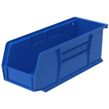 AkroMils 30224 AkroBins Plastic Hanging Stackable Storage Organizer Bin  11Inch x 4Inch x 4Inch  Blue  12Pack