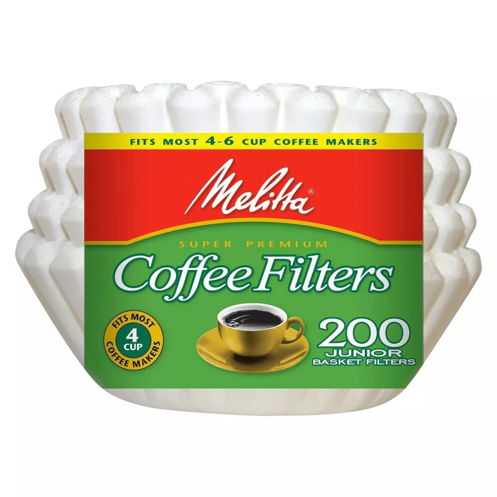 Melitta Junior Basket Coffee Filters 200Count  White  46 Cups Pack of 3