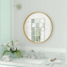 HBCY Creations Gold Round Wall Mirror - 27.5 Inch Large Round Mirror, Rustic Accent Mirror for Bathroom, Entry, Dining Room, & Living Room. Metal Wall