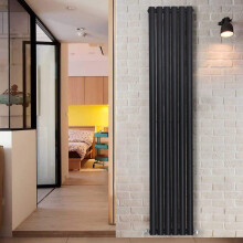 Vertical Radiator Black Double Oval Tube 1800 x 360 mm