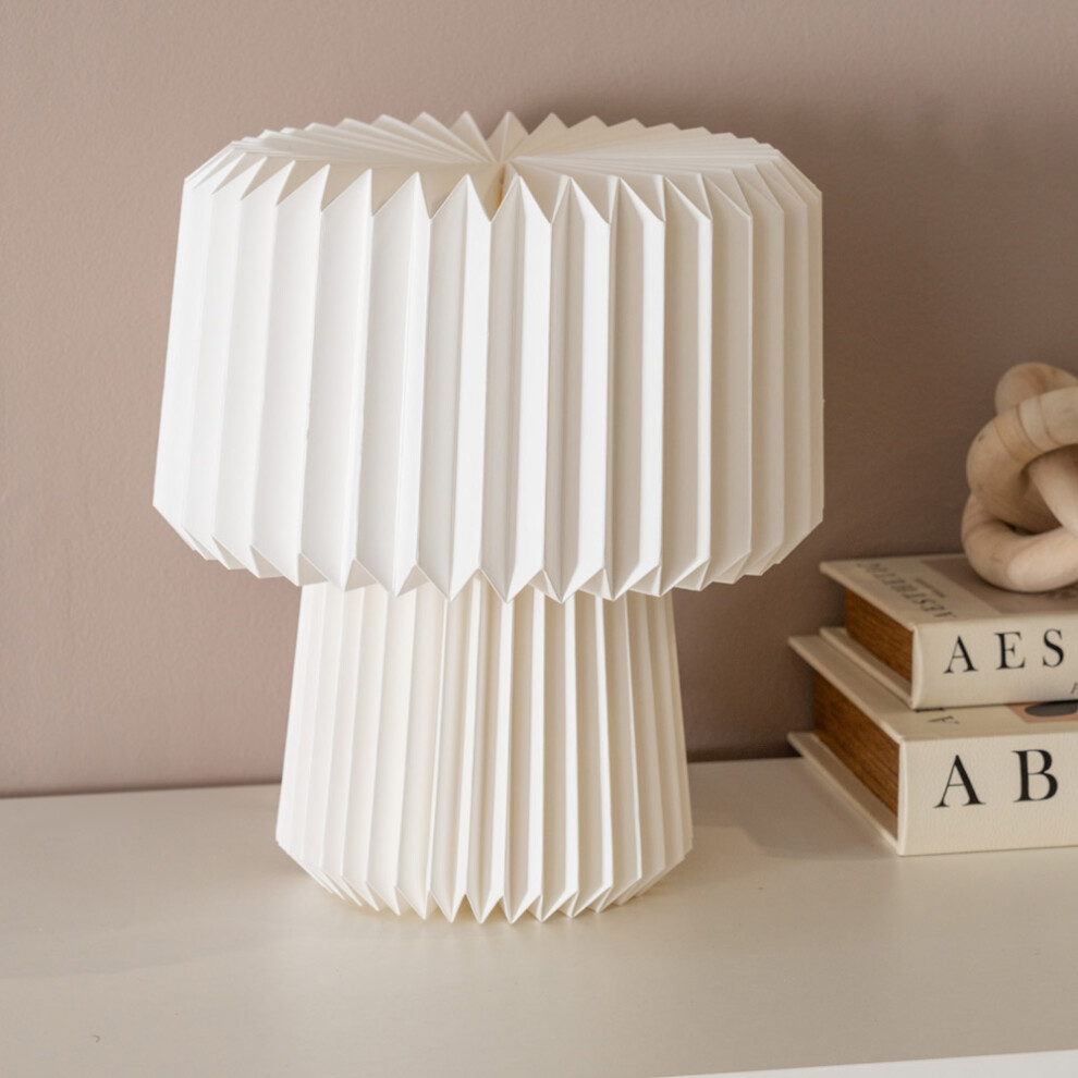 White Origami Bedside Table Lamp Paper Fold Pleated Shade Light