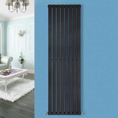 NES Home Vertical Designer Radiator 1800 X 546 mm Single Flat Panel Black 2