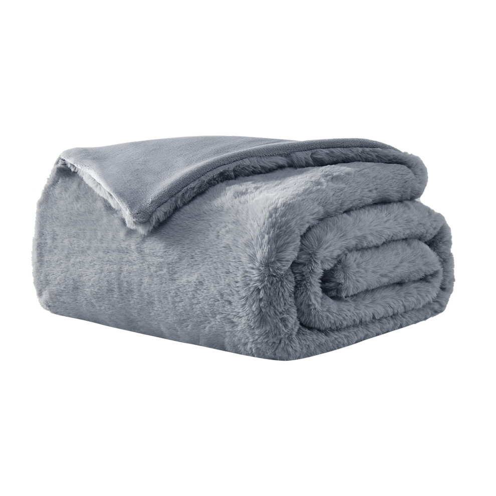 UGG 11069 Euphoria Plush Faux Fur Reversible Throw Cozy Fuzzy Fluffy Blanket for Couch Bed Hotel Style Luxury Machine Washable H