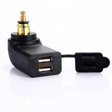 Waterproof Dual USB Charger with LED Voltmeter for BMW/Hella DIN Motorcycle Sockets - 4.8A Total Output - IP66