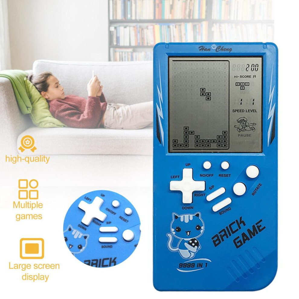 (blue) 3.5 Inches Large Screen Brick Game Hand Held Classic Nostalgic Decompression Toy