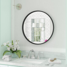 HBCY Creations Black Round Wall Mirror - 30 Inch Large Round Mirror, Rustic Accent Mirror for Bathroom, Entry, Dining Room, & Living Room - Metal Mirr