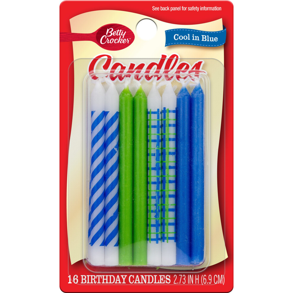 Betty Crocker Cool in Blue Birthday Candles  16 Count Pack of 1