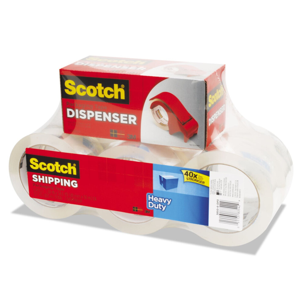 Scotch 38506DP3 3850 HeavyDuty Packaging Tape  188Inch x 546yds  3Inch Core  Clear  6Pack