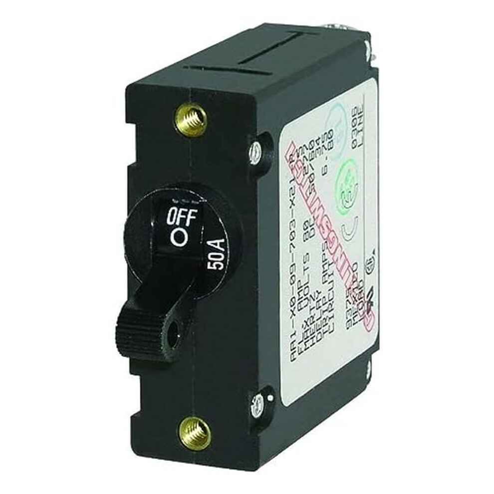 Blue Sea Systems 7228 Aseries Black Toggle Single Pole 50A Circuit Breaker 632085072285