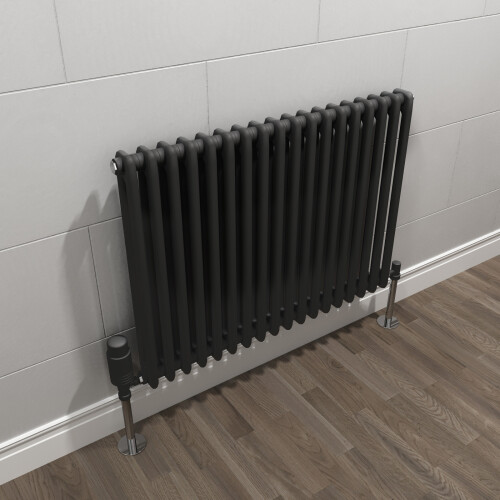 NES Home Traditional Radiator 600 x 828 mm Horizontal Double Column Matte Black 2