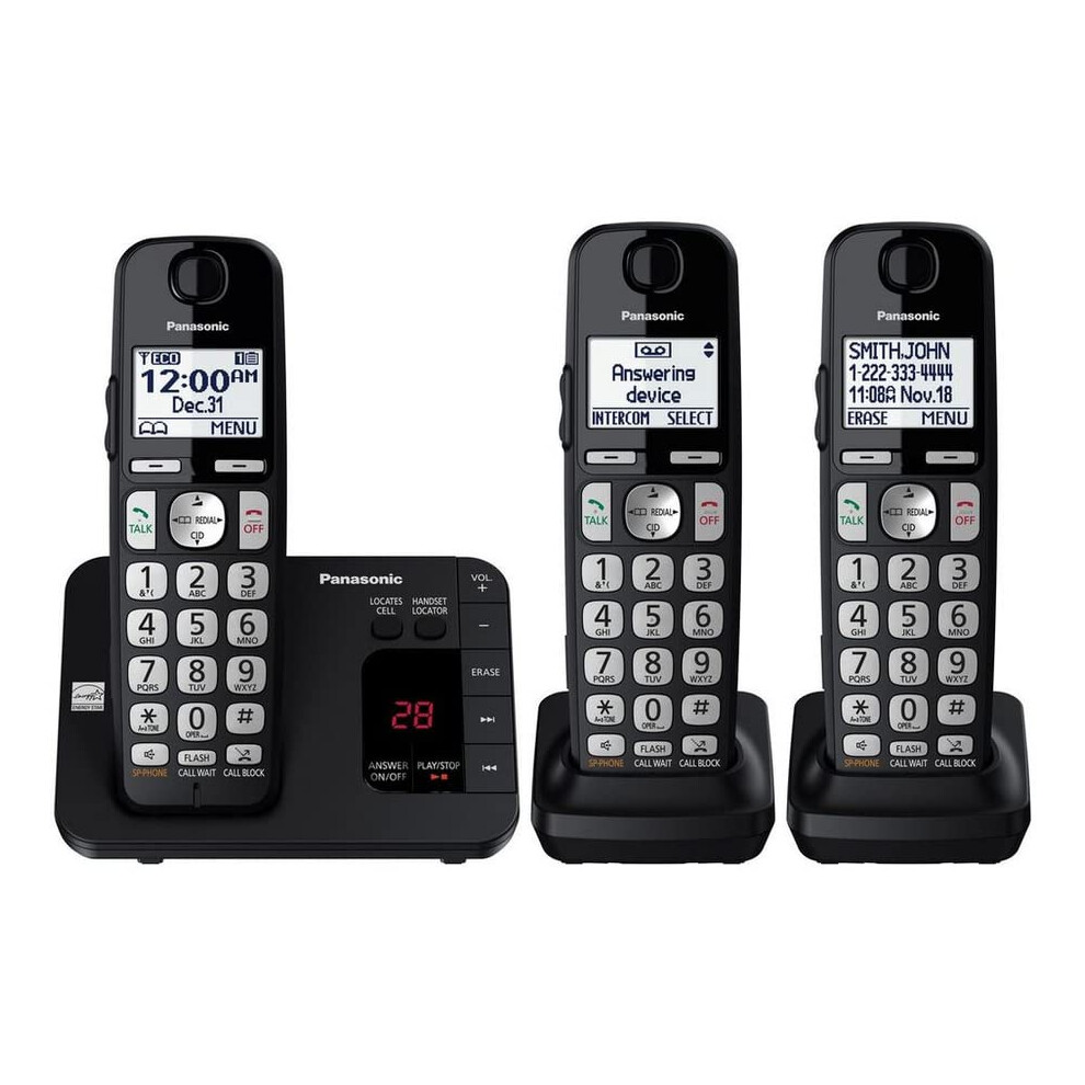 Panasonic KXTGE433B Cordless Phone wAnswering Machine  3 Handsets  Headset