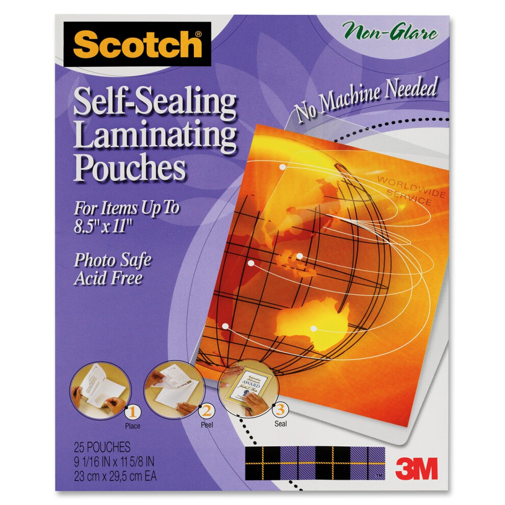 Scotch SelfSealing Laminating PouchesLetter Size  Matte Finish  9 116 x 11 58 Inches  25Pouch Pack