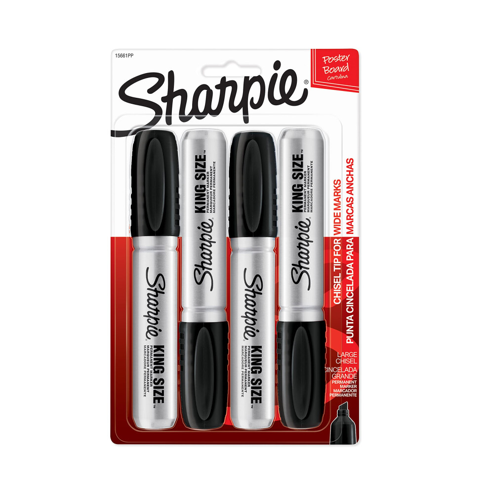 Sharpie King Size Permanent Markers  Black  4Count