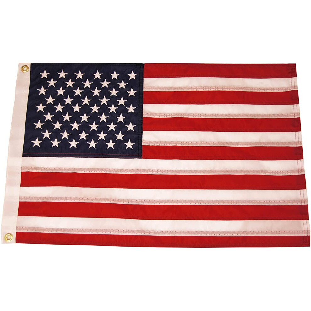 TAYLOR MADE PRODUCTS Sewn American Flag for Boats  16 x 24  MarineGrade Nylon  Fade Resistant  Brass Grommets  Embroidered