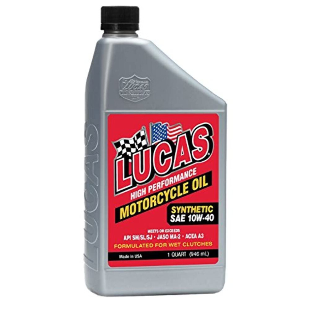 Lucas Oil 107936 Synthetic 10W40 Motorcycle Oil Case of 6