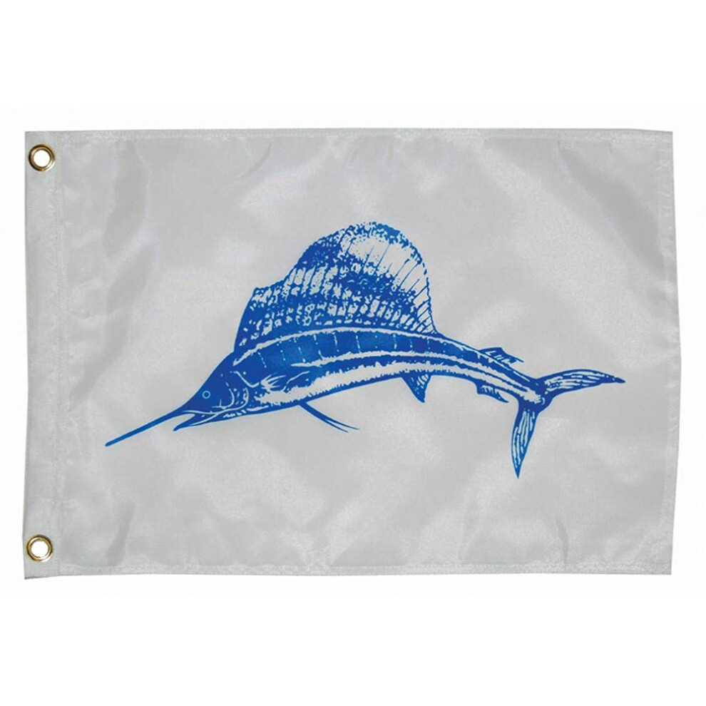 TAYLOR MADE PRODUCTS 12 x 18 Fishermans Catch Flag  Sailfish Design  Tough Nylon  Brass Gromments  Water Repellent  202010