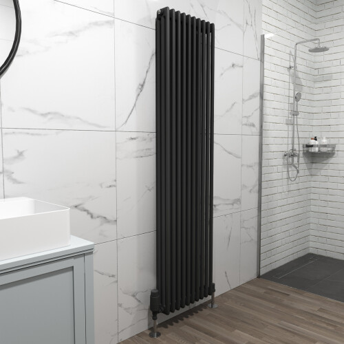 NES Home Traditional Radiator 1800 X 470 mm Vertical Triple Column Matte Black
