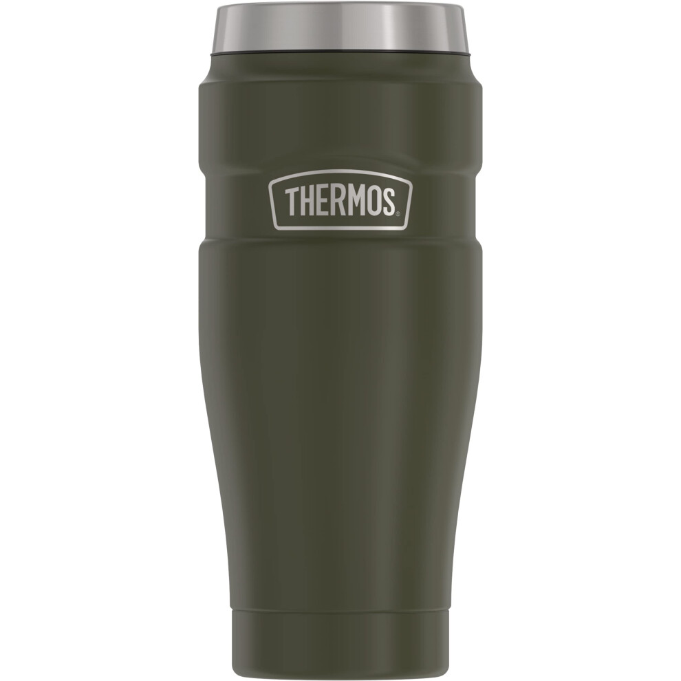 THERMOS Stainless King VacuumInsulated Travel Tumbler  16 Ounce  Army Green