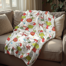 The Grinch Plush Christmas Throw Blanket Fur Fleece