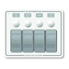 Blue Sea Systems 8272 Contura Water Resistant 12V DC Circuit Breaker Panel White 4 Position