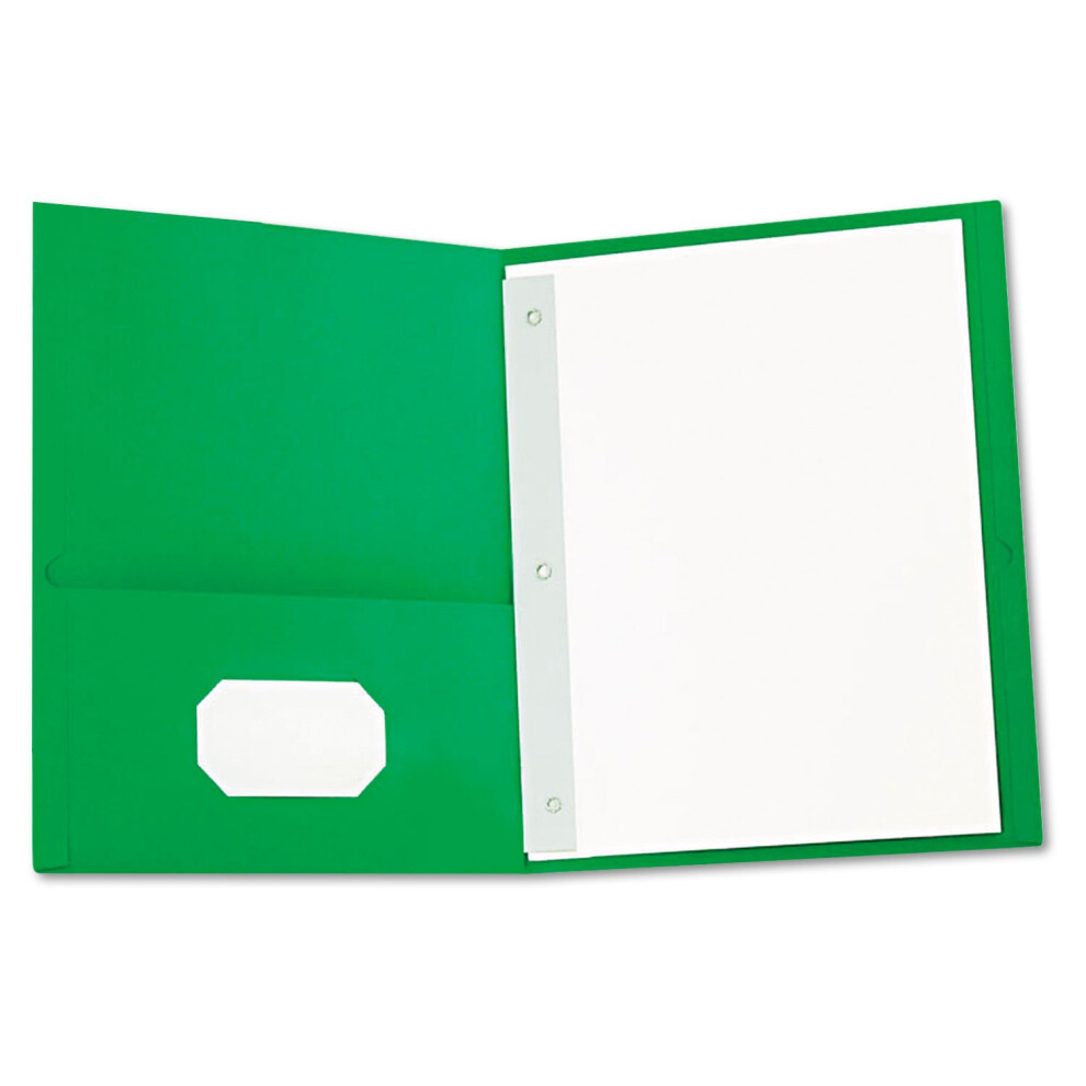 Universal 57117 TwoPocket Portfolios wTang Fasteners  11 x 812  Green  25Box