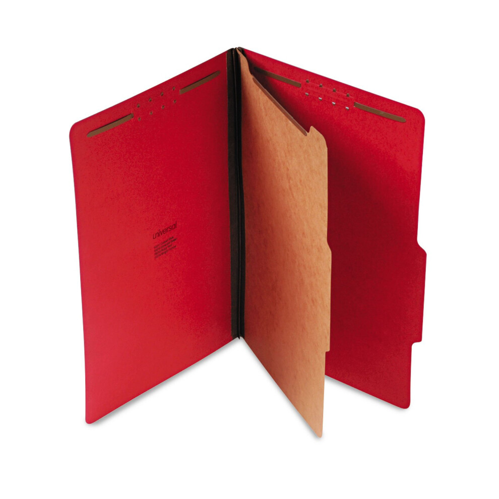 Universal 10213 Pressboard Classification Folders  Legal  FourSection  Ruby Red  10Box