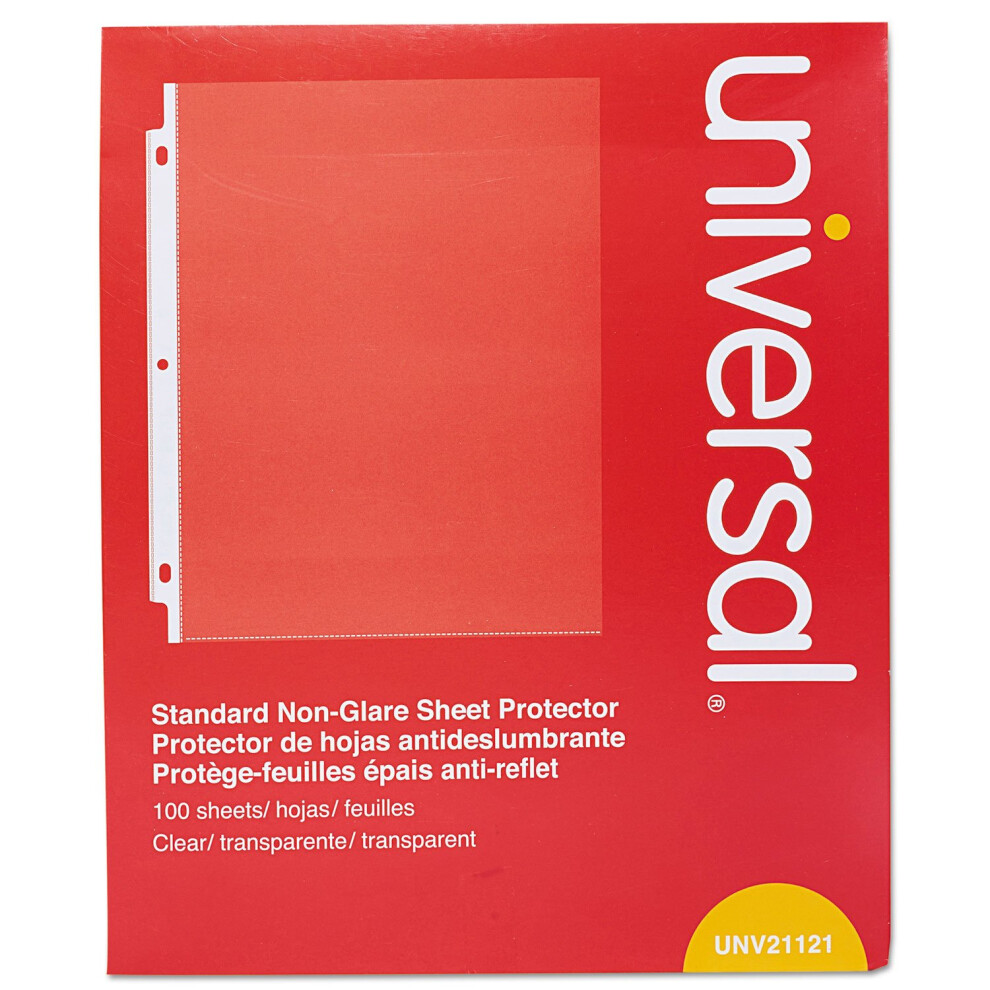 Universal 21121 Standard Sheet Protector  Standard  8 12 x 11  Clear  100Box