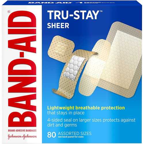 BANDAID Sheer Strips Assorted 80 Each Pack of 2