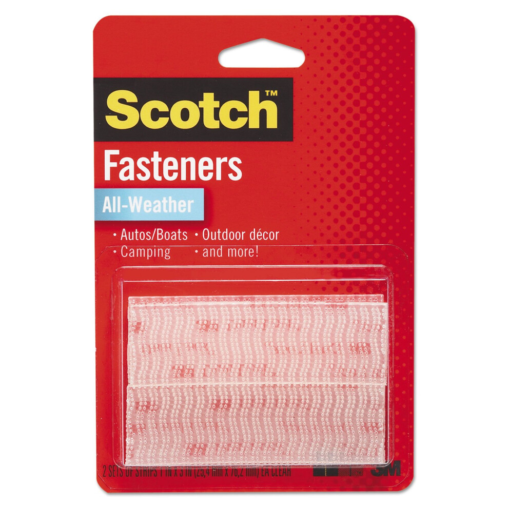 Scotch Hook and Loop Fastener Tape  1 x 3  Two Sets  Clear