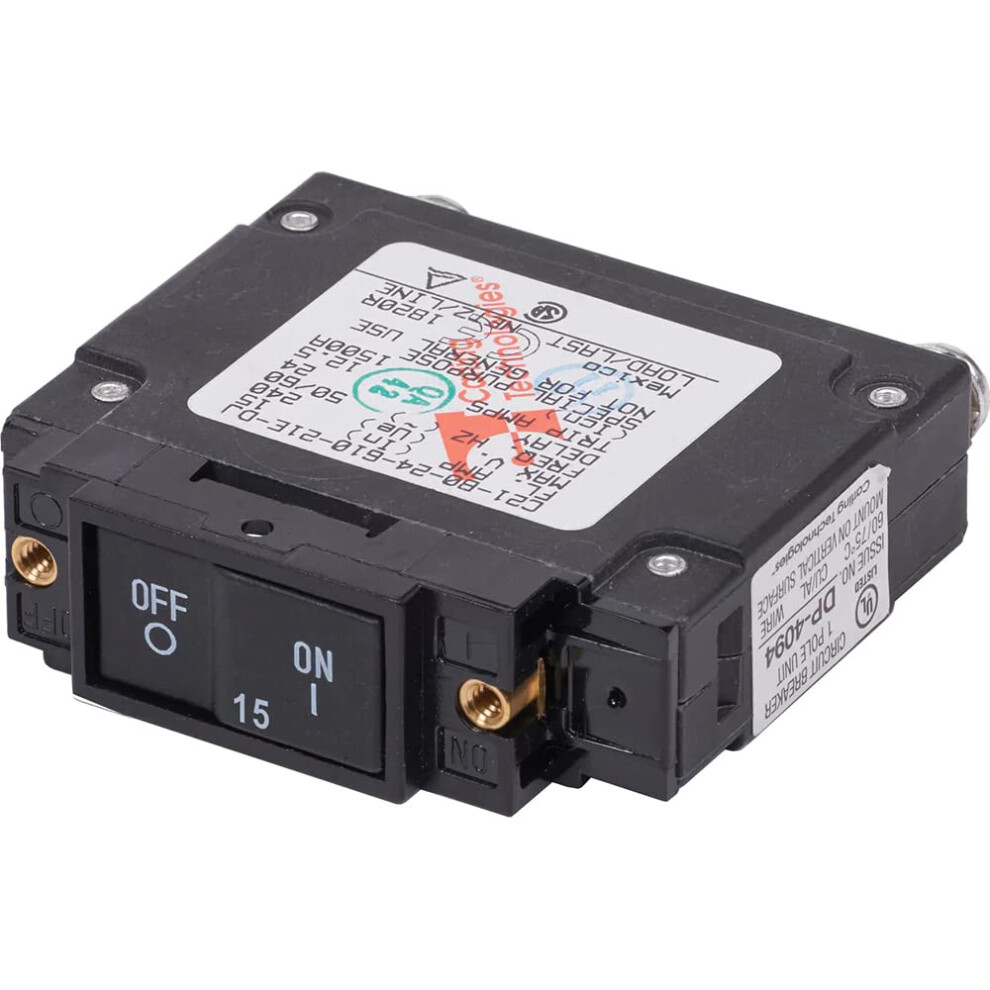 Blue Sea Systems 7456 Circuit Breaker Cseries Flat Rocker 15A Ac Ul489 632085074562