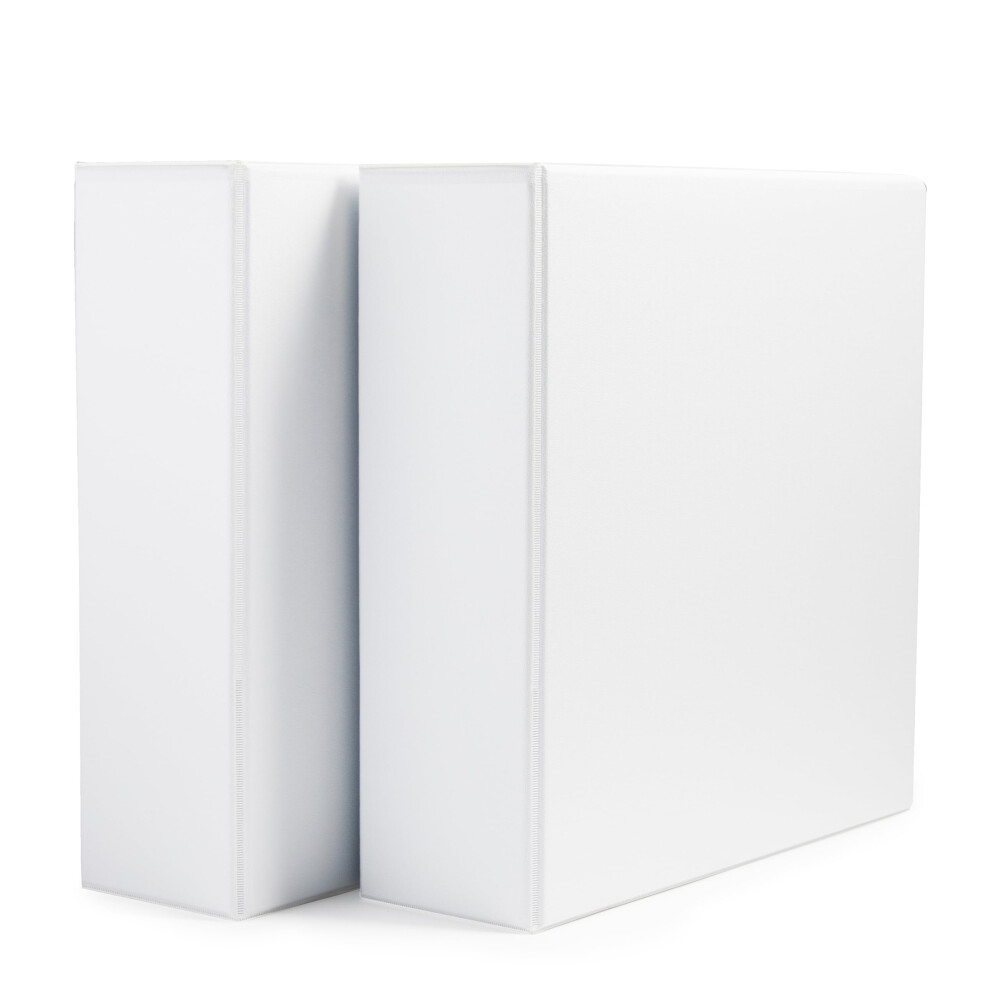 Amazon Basics Economy 3 Ring Binder  Showcase View Binder with 3 Inch  DRing  2Pack  White